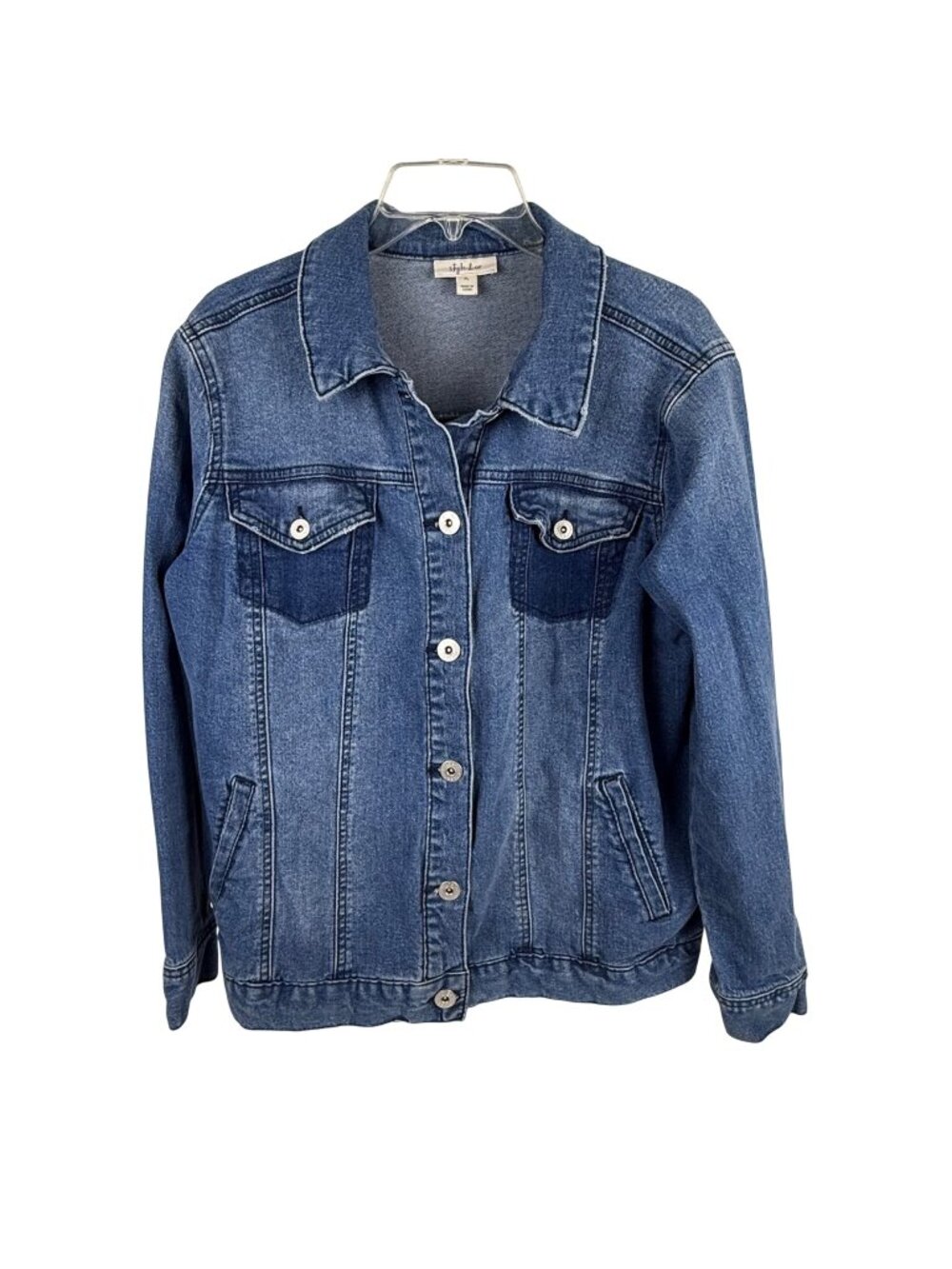 Style & Co. Women's Denim Jean Jacket Button-Front Size PL
